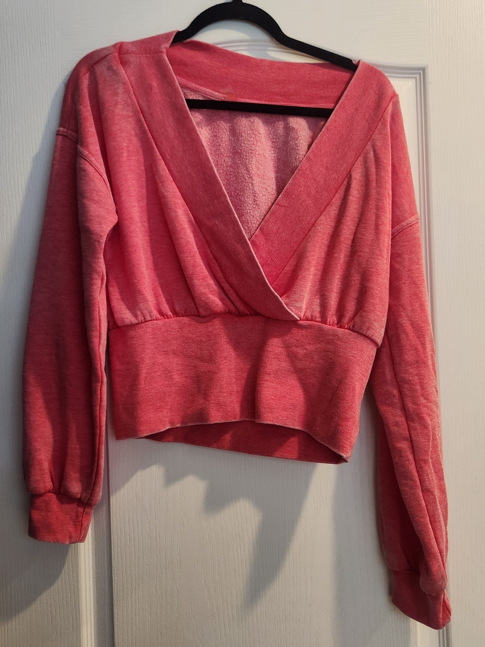 Mono B Coral Pink Wrap-Style Cropped Sweatshirt M BNWT